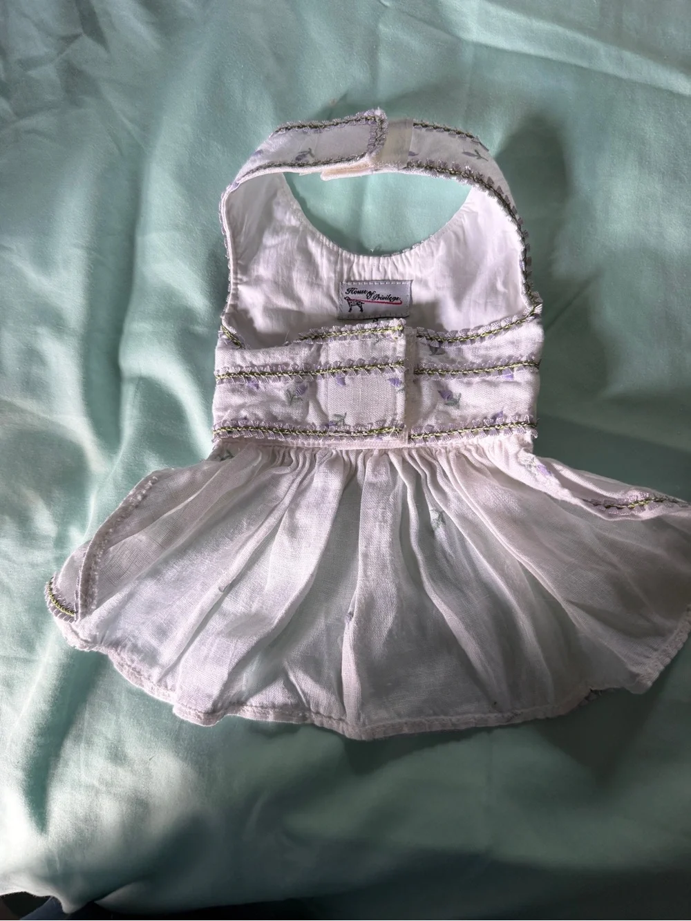 White & Lavender Floral Dog Dress - dog /cat Couture dress NWOT